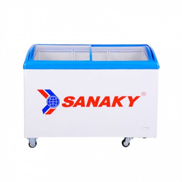 Tủ đông mặt kính cong Sanaky VH-482K thuộc dòng tủ đông nắp kính trưng bày (hay tủ kem)