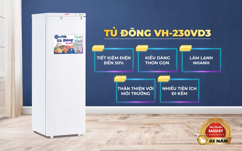 Tủ đông Sanaky 230VD3 thiết kế